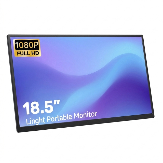 18.5 Inch Portable FHD IPS Monitor Gaming Display, Mini HDMI Dual Type-C, Built-in Speaker VESA Mount Available