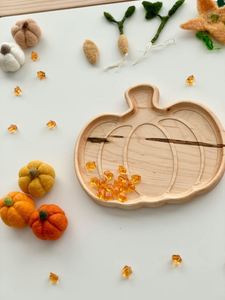 <b>Wood</b> Sensory Thanksgiving Party <b>Pumpkin</b> Homeschool Plates for Candy Food Educational <b>Pumpkins</b> Fall Tray - Product Image 3