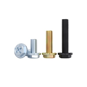 Vis métriques à tête hexagonale avec rondelles M4, M5, M6, boulons à bride galvanisés, vis de machine à filetage complet - Product Image 1