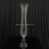 Vase à fleurs en verre transparent JINDA, forme trompette, décoration d'événements, centre de table de mariage, grand support à fleurs en verre