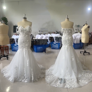 Y6241 Vestido de Novia de Lujo Personalizado Estilo Sirena, Vestido de Novia con Hombros Descubiertos, Vestidos de Novia con Apliques de Encaje - Product Image 5