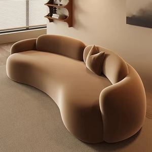 Ensemble de canapés modulaires en crème de forme spéciale incurvée, petit appartement, magasin de vêtements, salon de beauté, B&B, bureau, espace de repos, bois, éponge, hôtels - Product Image 5