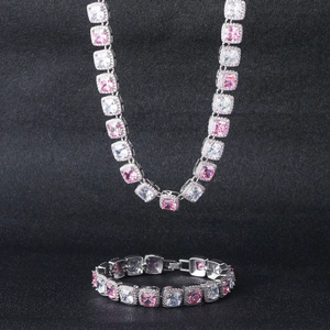 Hip Hop Jewelry 10mm and White Zircon Rock Sugar Chain Hip Hop <b>Bracelet</b> <b>Copper</b> Inlaid Square Zircon Tanjing Fashion - Product Image 3