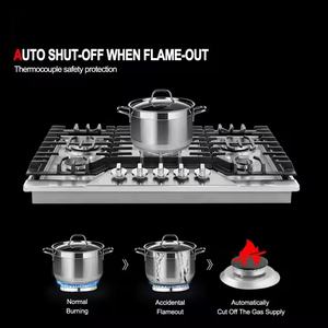 موقد موقد 5 شعلة موقد مع مدى غاز مضمن مقاوم للحريق من الفولاذ المقاوم للصدأ لبيوت الفنادق - Product Image 2