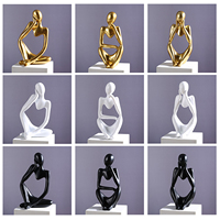 Statues et sculptures abstraites Le Penseur couleur sable, figurine de yoga, décoration nordique pour salon, maison et bureau