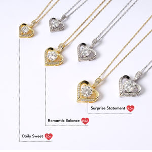 Collar con Colgante de Corazón de Moissanita de 1 Quilate, Cadena de Plata de Ley 925, Amuleto de Amor de Lujo VVS GRA, Regalos de Aniversario y Cumpleaños para Mujer - Product Image 6