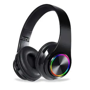 Wireless Headphones B39 Colored LED Lights Over Ear Headset Stereo Headsets with MP3 Player Microphone