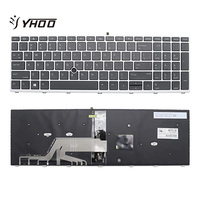 Pengganti Keyboard Laptop Backlit baru untuk HP ProBook 650 G4 655 G4 650 G5 655 G5 dengan Pointer Keyboard Notebook bingkai perak