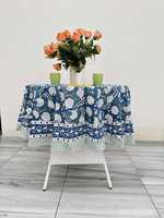 Nappe ronde bohème verte à motifs floraux imprimés à la main, nappe en coton imperméable avec logo personnalisé pour mariage, restaurant, pique-nique