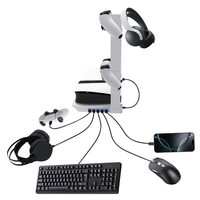 Support horizontal pour PS5 Pro, PS5 Slim, support de rangement pour console avec 5 ports USB, station d'accueil portable à base plate