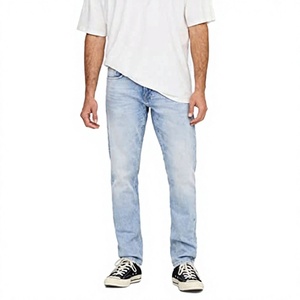 Pantalones Vaqueros de Mezclilla Elásticos de Cintura Baja Estilo Y2K, Lavado Claro, Corte Regular, Resistentes al Viento, Tejido para Primavera, Uso Diario para Hombre, ¡Gran Oferta! - Product Image 3