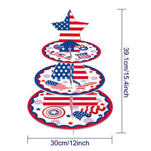 Soporte para Pastel del Día de la Independencia Americana Huancai, Soporte para Cupcakes de 3 Niveles, Decoraciones para Fiestas del 4 de Julio en EE. UU. - Product Image 5