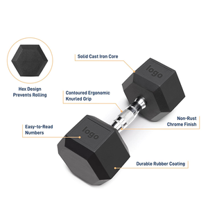 ดัมเบลหกเหลี่ยมแบบเคลือบด้วยยางอุปกรณ์ออกกำลังกายทำจากเหล็กหล่อสำหรับออกกำลังกายกล้ามเนื้อ - Product Image 4