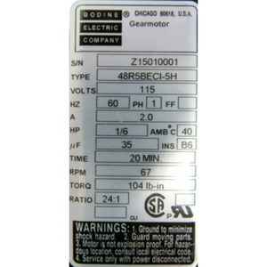 NOUVEAU MOTEUR À ENGRENAGES 48R5BECI-5H 24:1 115V 1/6HP 69800460A 48R5BECI5H - Product Image 4