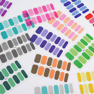 14 puntas de colores sólidos, tiras adhesivas de esmalte de uñas completas, envolturas de uñas rosas/Rojas/azules/amarillas, calcomanías de Gel autoadhesivas para uñas, sin lámpara curada - Product Image 1
