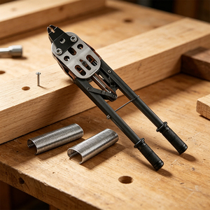 <span class=keywords><strong>Pince</strong></span> à anneaux professionnelle avec mâchoires robustes, idéale <span class=keywords><strong>pour</strong></span> l'assemblage de cages en fil métallique et les tâches de fixation industrielle, efficace - Product Image 1