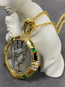 Colliers Pendentifs de Bijoux Fins en Argent Sterling 925 Plaqué Or avec Zircon et Pièces de Monnaie Vintage, Élégants et Délicats, pour Fiançailles, pour Dropshipping - Product Image 6