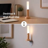 Lampe LED magnétique 2-en-1 en bois, à poser sur table et à fixer au mur, avec gradation progressive, rechargeable, veilleuse à commande tactile, portable, décoration d'intérieur