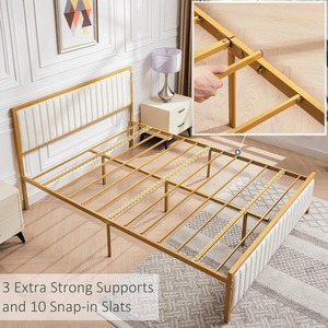 Cadre de lit en métal incurvé moderne Twin XL avec rangement, sommier pour matelas simple, idéal pour hôtels et auberges - Product Image 4