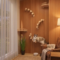 Arbre à chat mural tout-en-un DIY avec lit et plateforme de saut en polyester, style moderne et minimaliste pour l'escalade des chats