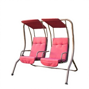 Fauteuil suspendu 2 places Danda moderne et confortable en métal pour extérieur avec coussin imperméable et auvent – Mobilier de jardin et de parc - Product Image 3
