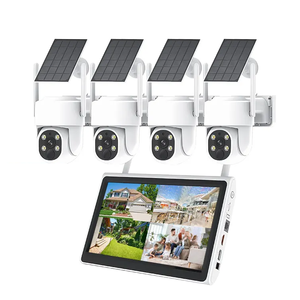 Năng lượng mặt trời Camera Kit với LCD Monitor 4 cái năng lượng mặt trời <span class=keywords><strong>Wifi</strong></span> máy ảnh năng lượng mặt trời bảng điều chỉnh không dây CCTV Hệ thống camera - Product Image 1