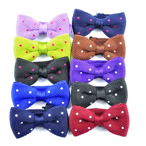 Wholesale Men's Bow Tie 100% Polyester Polka Dot Knit Design Bowties at Discounted Price