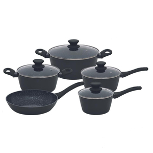 9-Piece Modern Aluminum Alloy Cooking <b>Pots</b> Glass Lids Bakelite Handles Dishwasher Oven Safe Gas <b>Induction</b> Ready Cookware Set - Product Image 2