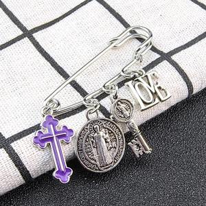 Medallón de <span class=keywords><strong>San</strong></span> <span class=keywords><strong>Benito</strong></span> Católico, Broche de Clip, Pin de Seguridad, Accesorios de Joyería, Regalos, I LOVE JESUS - Product Image 2