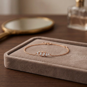 Rose Gold Lab Grown Diamond Curved Wave Link Chain Bracelet - Product Image 3