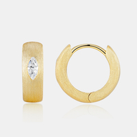 Boucles d'oreilles créoles en argent sterling 925 avec moissanite taille marquise pour femme, solitaires, taille ronde, couleur D, moissanite VVS1, boucles d'oreilles diamant