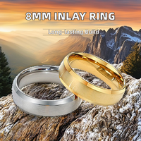 Bague en acier inoxydable rainuré de 8 mm pour homme et femme, cadeau tendance certifié or pour fiançailles et anniversaire, vente en gros
