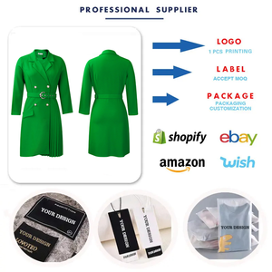 D3284 Abiti da Ufficio da Donna su Misura, Abiti Casual a Maniche Lunghe con Scollo a V e Pieghe, <span class=keywords><strong>Abito</strong></span> Formale da Lavoro - Product Image 3