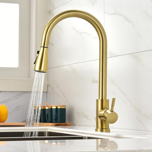 Grifo de cocina extraíble de acero inoxidable y níquel cepillado de diseño moderno con grifo mezclador de fregadero de cuello largo de 2 botones, núcleo de válvula de cerámica - Product Image 6