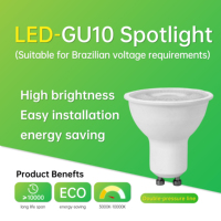 Ampoule LED GU10 100-240V, 4,8W/6W/7W, PF élevé 0,7, 38 °   Spot lumineux, CRI80 sans scintillement pour rail et éclairage d'accentuation, homologué UL (lot de X)