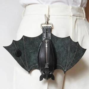 Portefeuille gothique en cuir motif chauve-souris, porte-monnaie <span class=keywords><strong>mini</strong></span>, porte-clés chauve-souris noir en PU pour Halloween, sac à ailes pliable, breloque de sac - Product Image 4