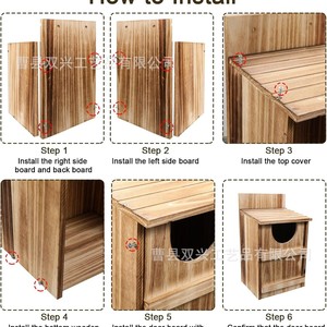 Casa de pájaros de madera para exteriores, de tamaño pequeño, para montar en la pared, para la cría y alimentación de búhos. - Product Image 4