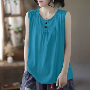 Women's Sleeveless Top Purple Micro Elastic Acrylic Fiber Soft Knit Summer Vest Plus Size - Product Image 4