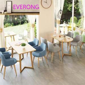 Conjunto de Mesa y Sillas de Estilo Nórdico Simple y Moderno con Estructura de Hierro, Muebles Comerciales para Hoteles, Cafeterías, Tiendas de Té con Leche y Postres - Product Image 3