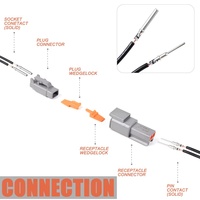 Kit de Conectores Deutsch DTM JRready ST6293 de 2, 3, 4, 6, 8 y 12 Pines con Contactos Sólidos de Tamaño 20, Cable de Crimpado Calibre 16-22AWG, 7.5A