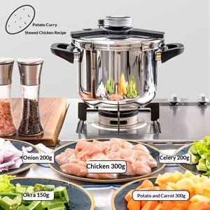 Casserole à pression anti-explosion en acier inoxydable 201 Stemm Allemagne, deux poignées latérales, couvercle en acier inoxydable 304 pour cuisinière à gaz - Product Image 4