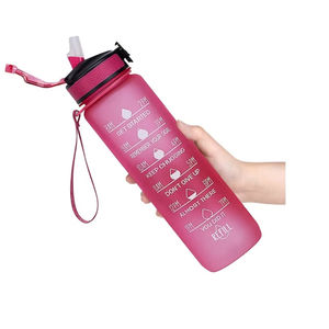 Bouteille d'eau de voyage en plastique PC sans BPA de 1000 ml (32 oz, 1 L) avec marqueur de temps, personnalisable en gros - Product Image 3