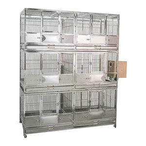 Cage à oiseaux multi-espaces Cage pour perroquets d'élevage en fil d'acier robuste avec roue