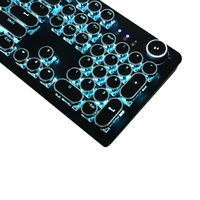 Clavier de jeu rétro punk de style machine à écrire, clavier mécanique filaire USB avec touches rondes et repose-poignets amovible