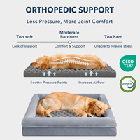 Lit pour chien classique moderne scellé sous vide, en velours cristal imperméable, avec mousse orthopédique alvéolée, canapé pour animaux de compagnie pour grossistes, OEM personnalisé