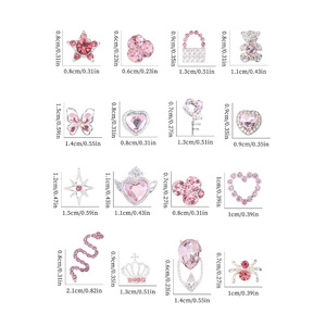 Adornos de Uñas con Forma de Corazón de Mariposa y Diamantes Rosados, Accesorios 3D con Pedrería para Decoración de Manicura DIY - Product Image 4