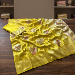 La blusa exclusiva de Sari de seda Crape más vendida, Ropa Étnica de moda para mujeres indias para Niñas para fiestas nupciales, último diseño de exportación superior - Product Image 2