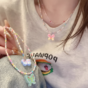 2024 primavera estate nuova collana pastello con perline a farfalla graziosi gioielli per bambini ispirati alla caramella stile scuola per ragazze - Product Image 1
