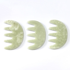 Milk Green Color Pure Xiuyu Jade Scalp Comb with Five Teeth for <b>Head</b> Care - Product Image 4