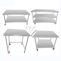 Table de préparation alimentaire commerciale en acier inoxydable à 3 niveaux avec roulettes pour restaurants et hôtels - Offre spéciale
